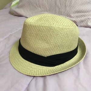 Summery straw fedora hat